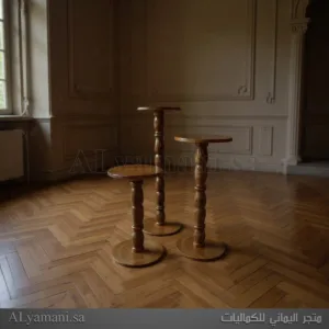 طقم طاولات جانبية ستاند استقبال بني معتق يدوي