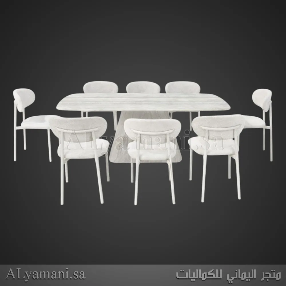 طاولة طعام رخام وخشب مربعة 8 كراسي