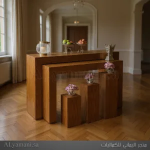 طاولة استقبال مع ستاندات خشب سنديان طبيعي