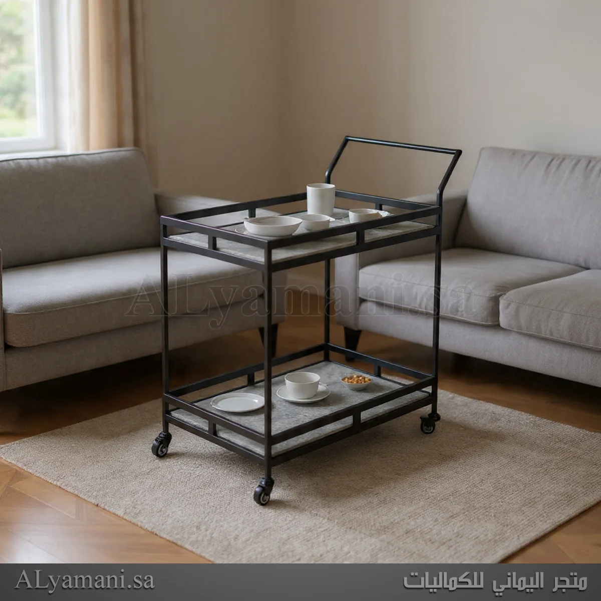 عربة ضيافة وتقديم ترولي سرفر دورين لون رمادي