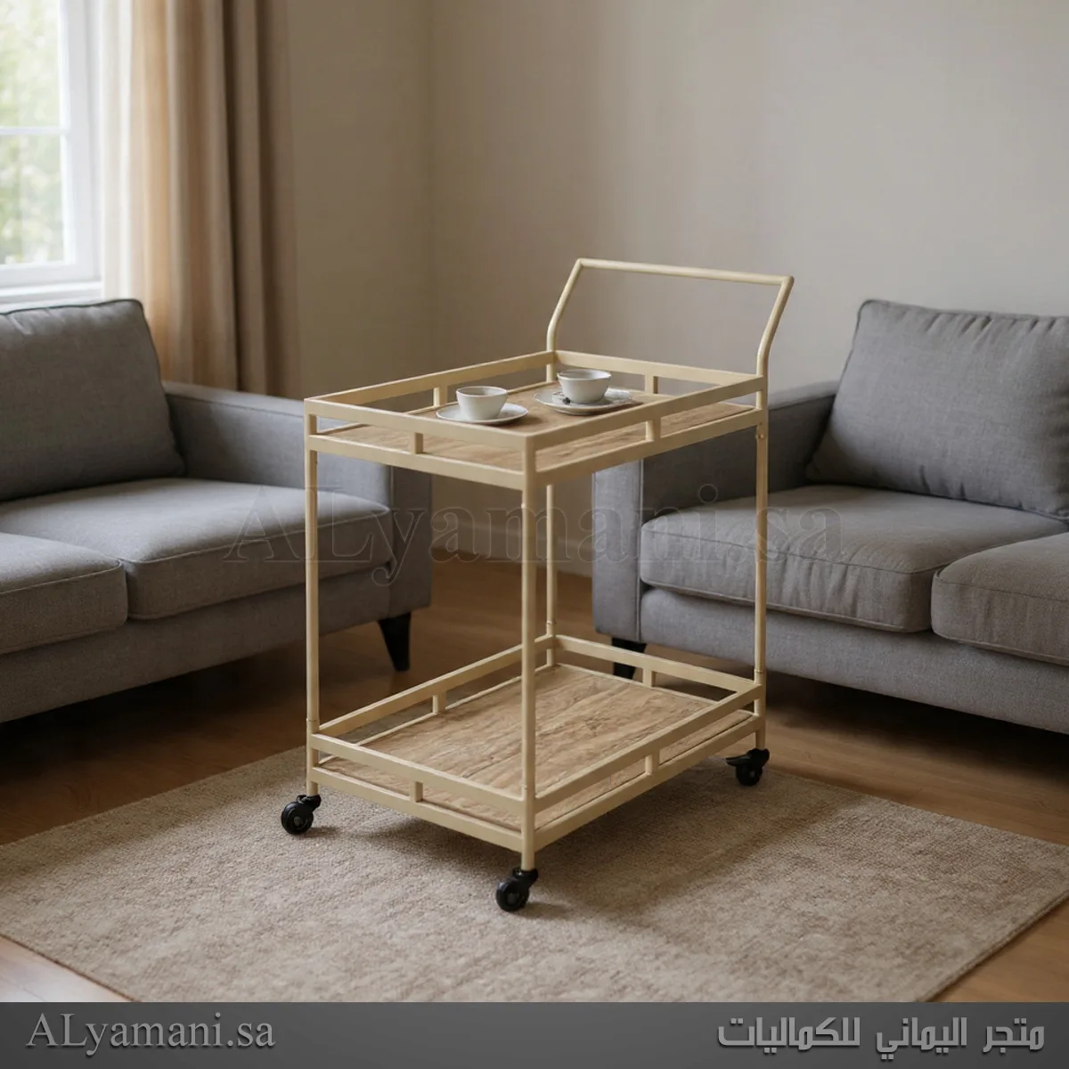 عربة ضيافة وتقديم ترولي سرفر دورين لون بيج