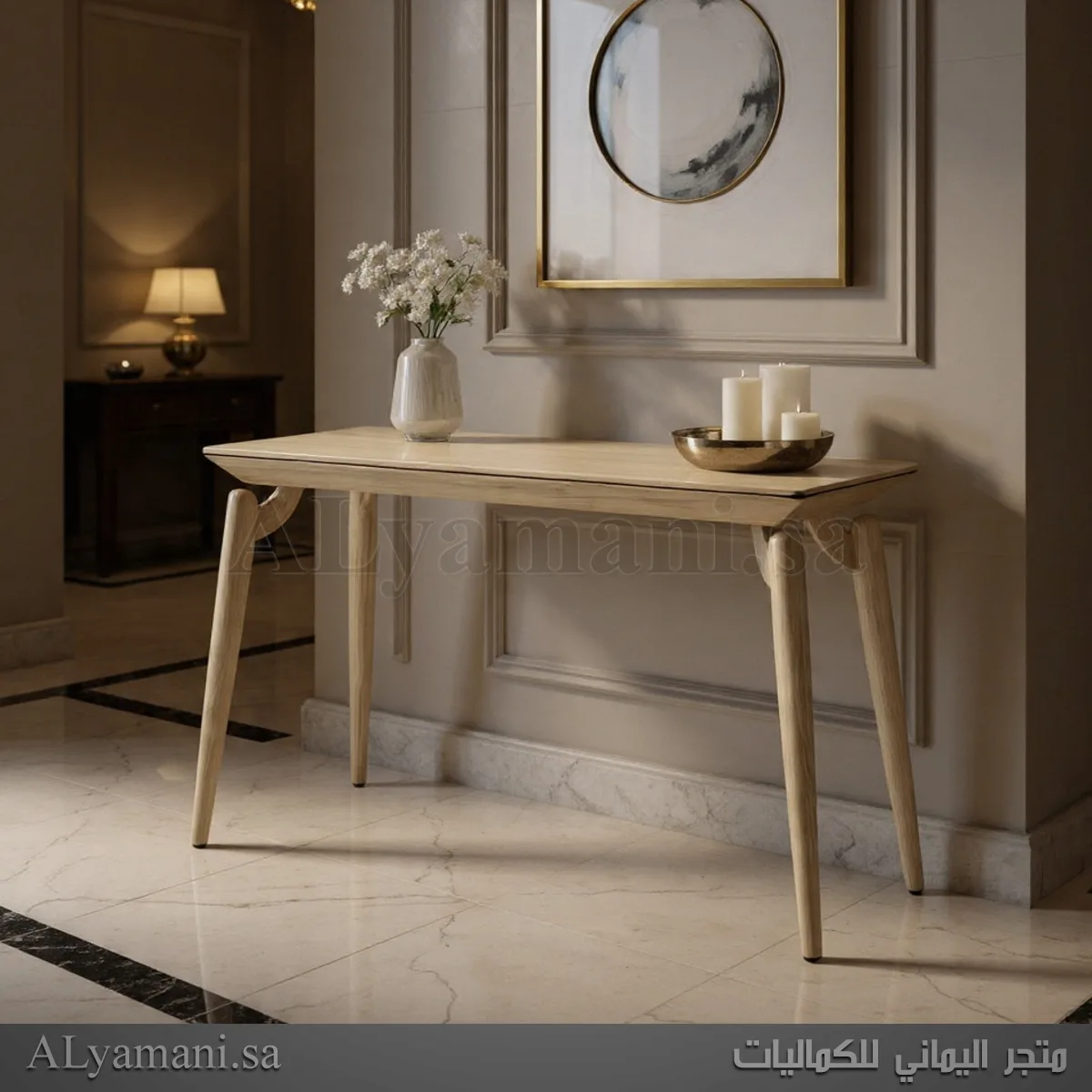 كونسول مدخل مودرن راقي رخام لون بيج