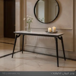 كونسول مدخل مودرن راقي رخام لون رمادي وأسود