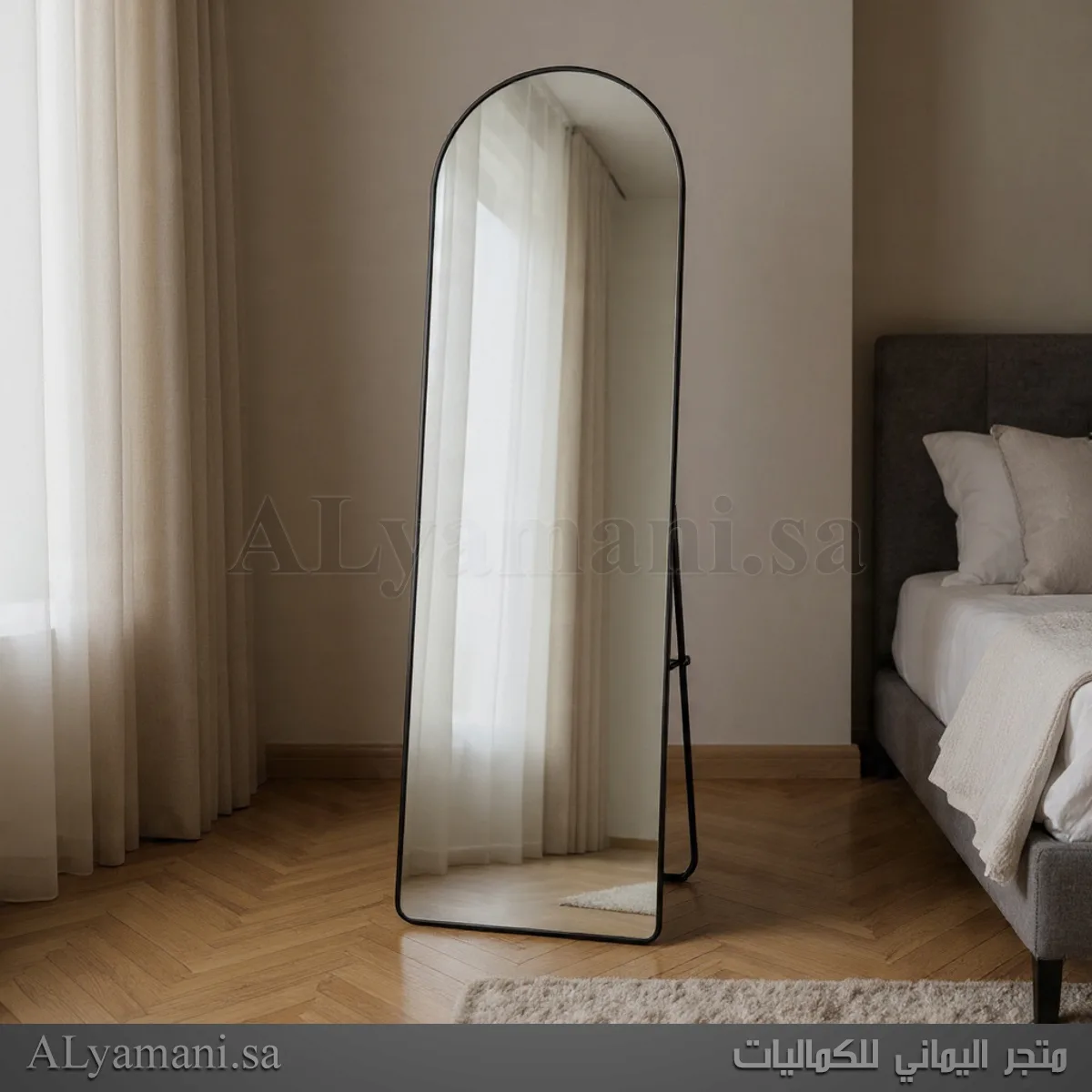مرايا ستاند ارضية جدارية مقوسة 50x160 سم اطار اسود