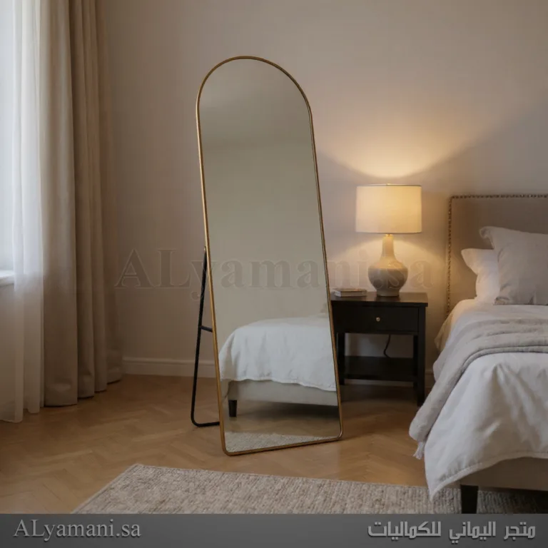 مرايا ستاند ارضية جدارية مقوسة 50x160 سم اطار ذهبي