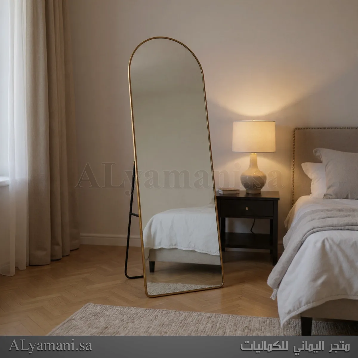 مرايا ستاند ارضية جدارية مقوسة 50x160 سم اطار ذهبي