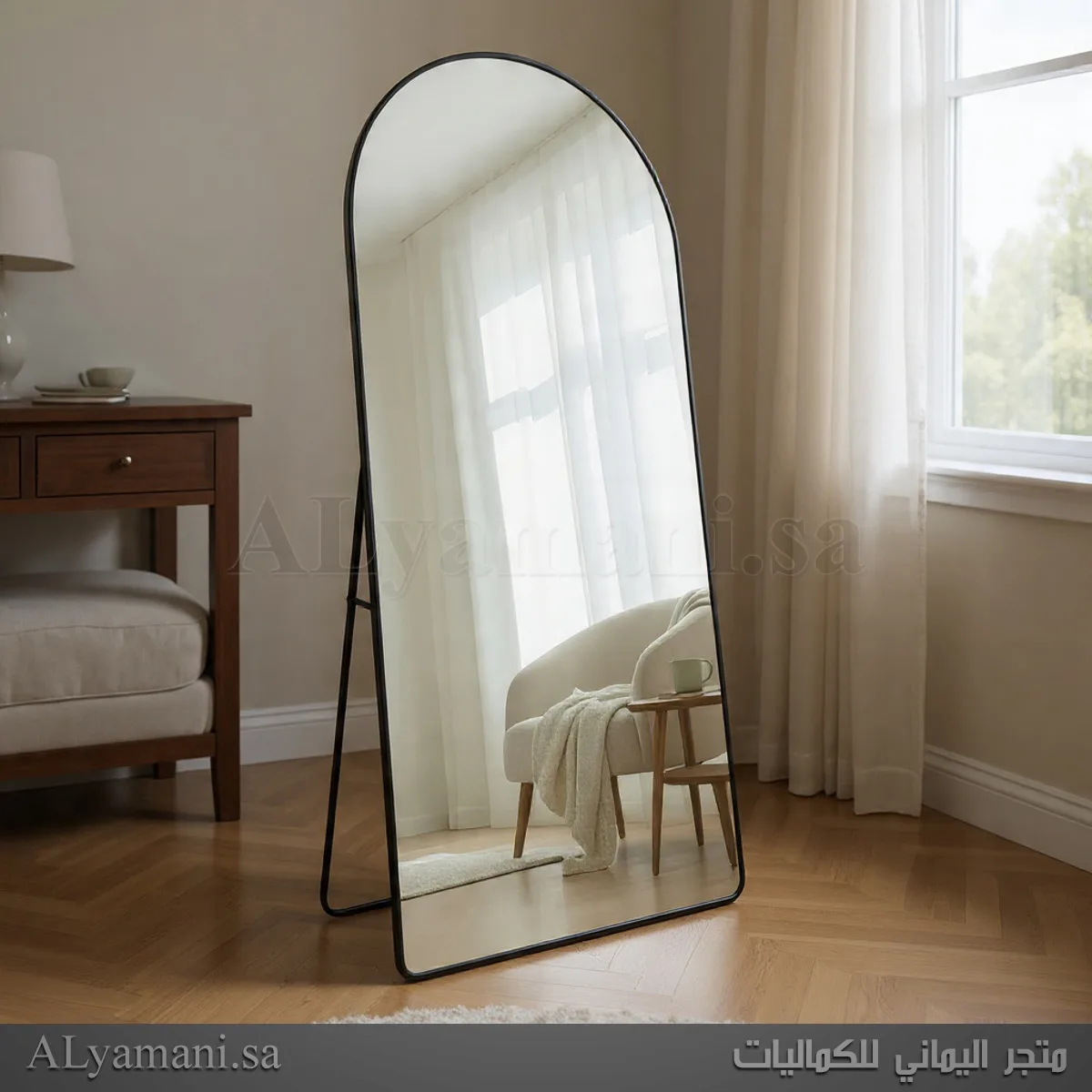 مرايا ستاند ارضية جدارية مقوسة 60x165 سم اطار اسود