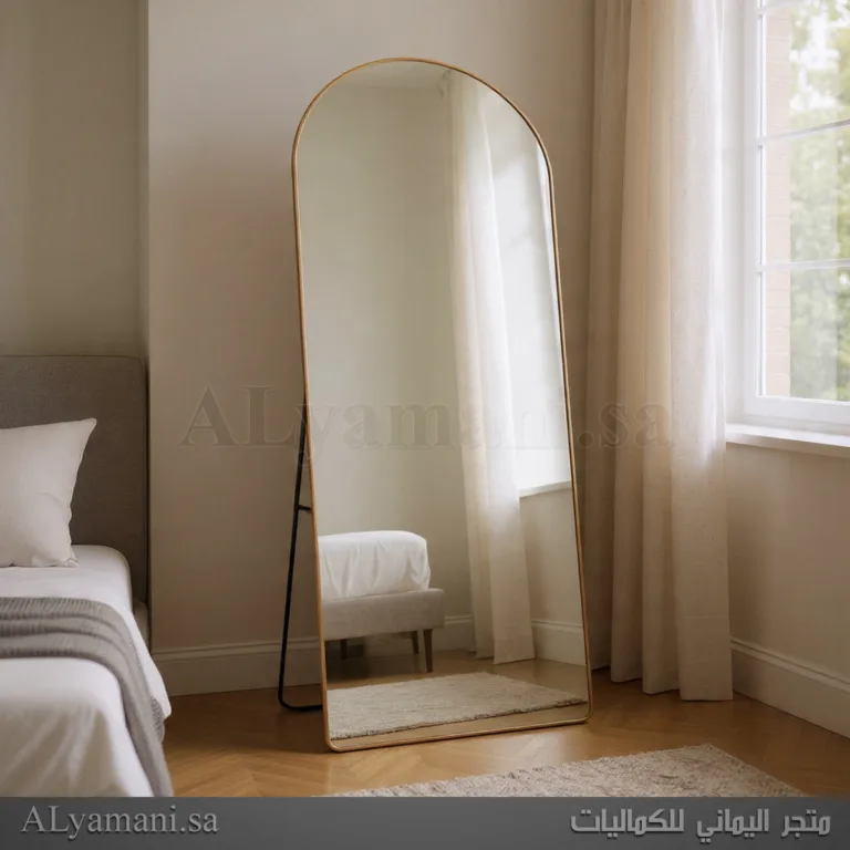 مرايا ستاند ارضية جدارية مقوسة 60x165 سم اطار ذهبي