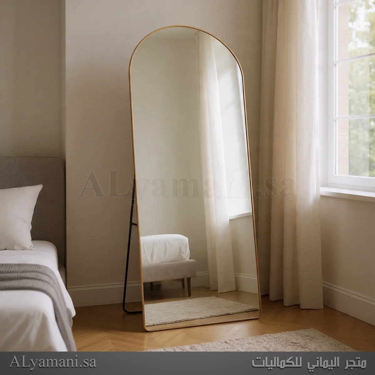 مرايا ستاند ارضية جدارية مقوسة 60x165 سم اطار ذهبي