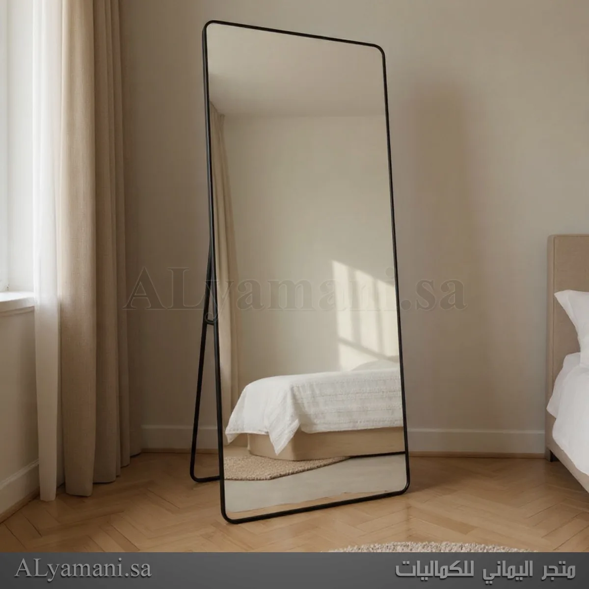 مرايا ستاند ارضية جدارية مستطيلة 80x180 سم اطار اسود