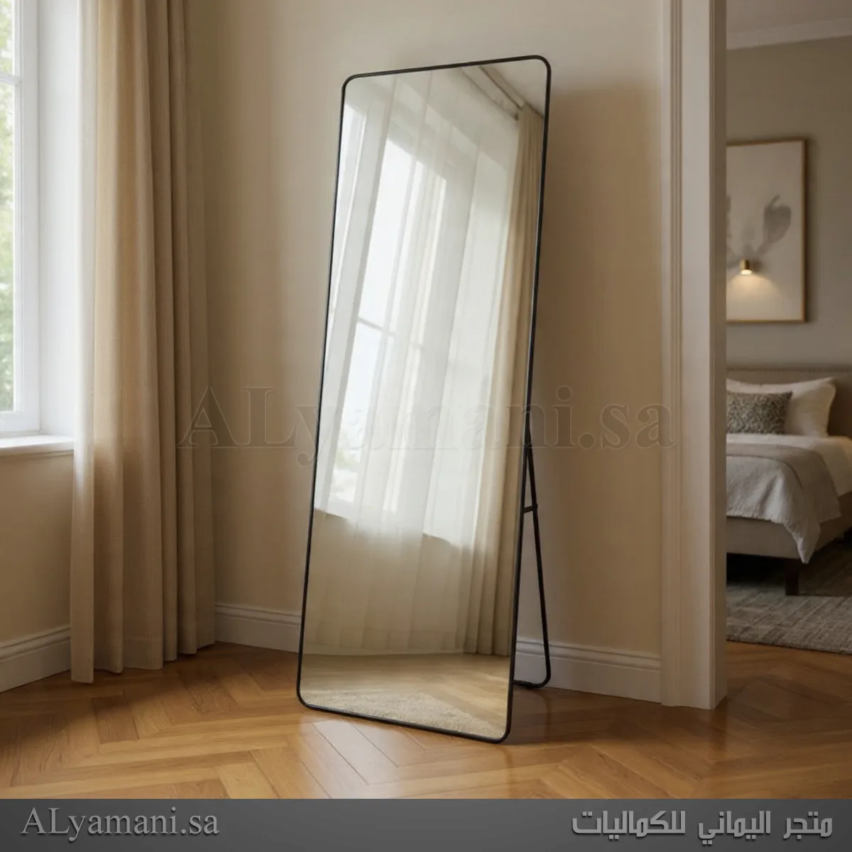 مرايا ستاند ارضية جدارية مستطيلة 60x165 سم اطار اسود