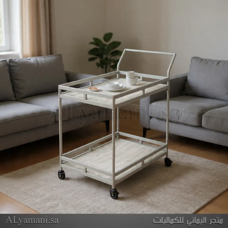 عربة ضيافة وتقديم ترولي سرفر دورين لون أبيض