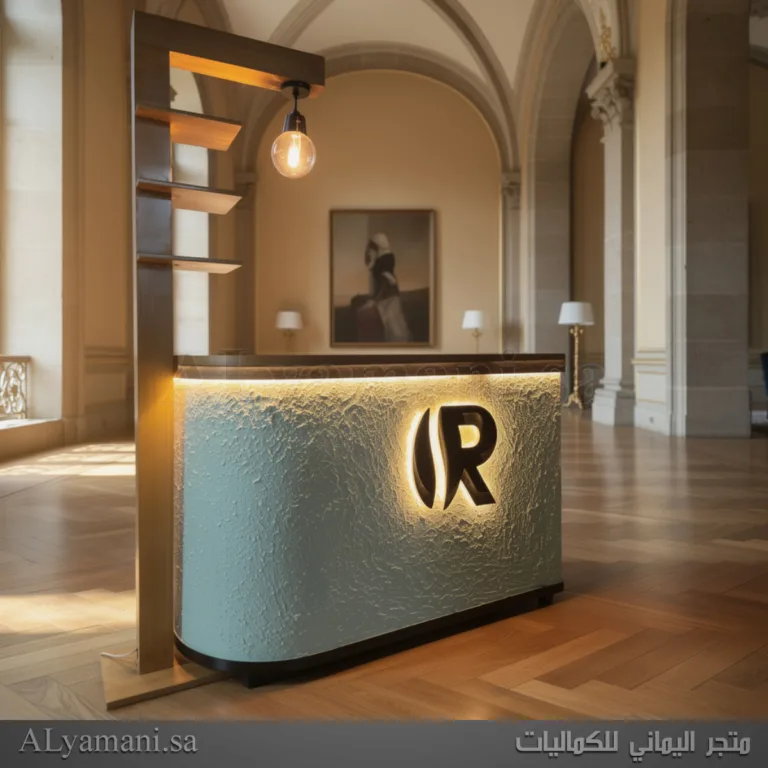 كوفي ستيشن فاخر للضيافة والمناسبات بتصميم ملكي مع إضاءة مخفية وتعتيق يدوي فاخر
